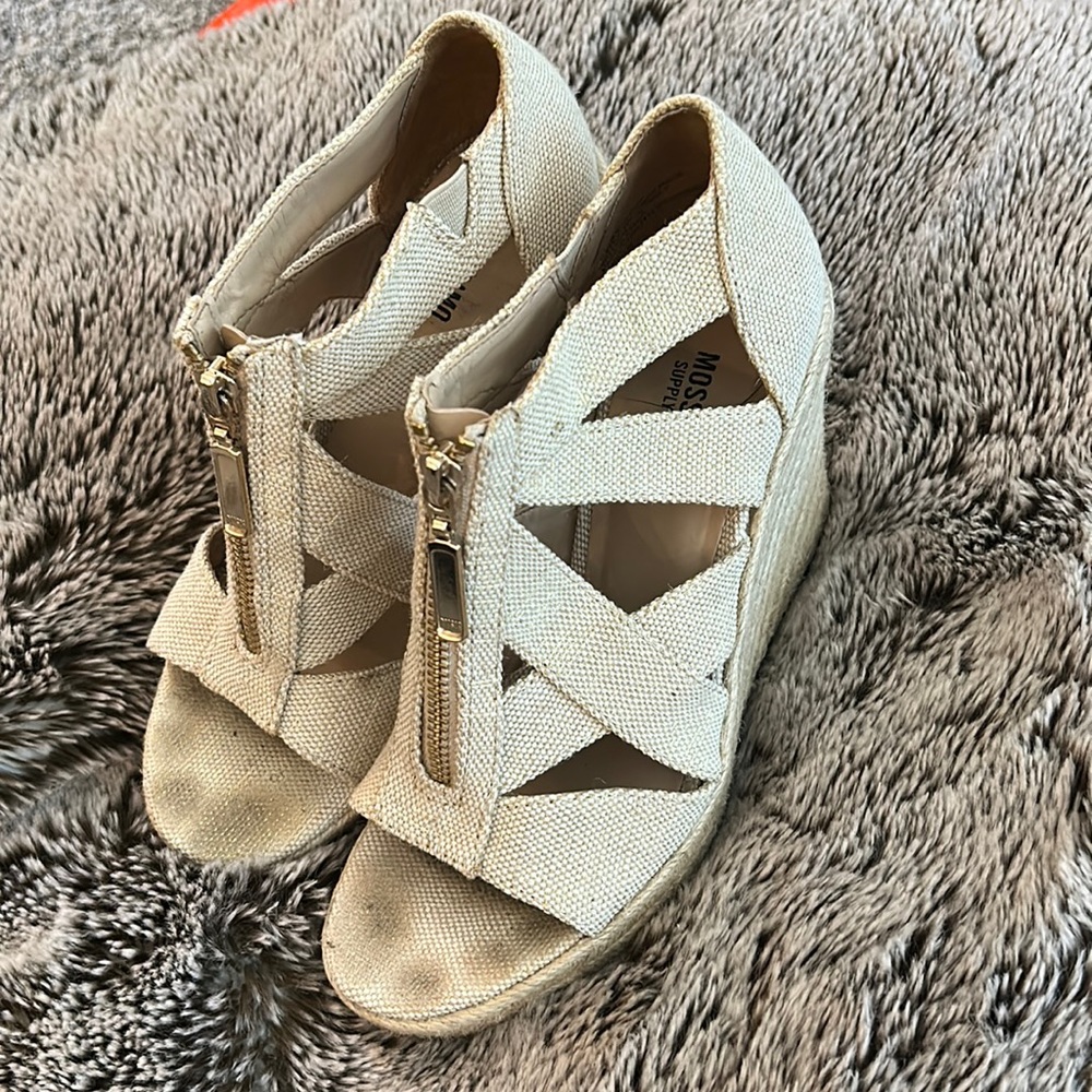 Gold Cutout Wedge Sandals